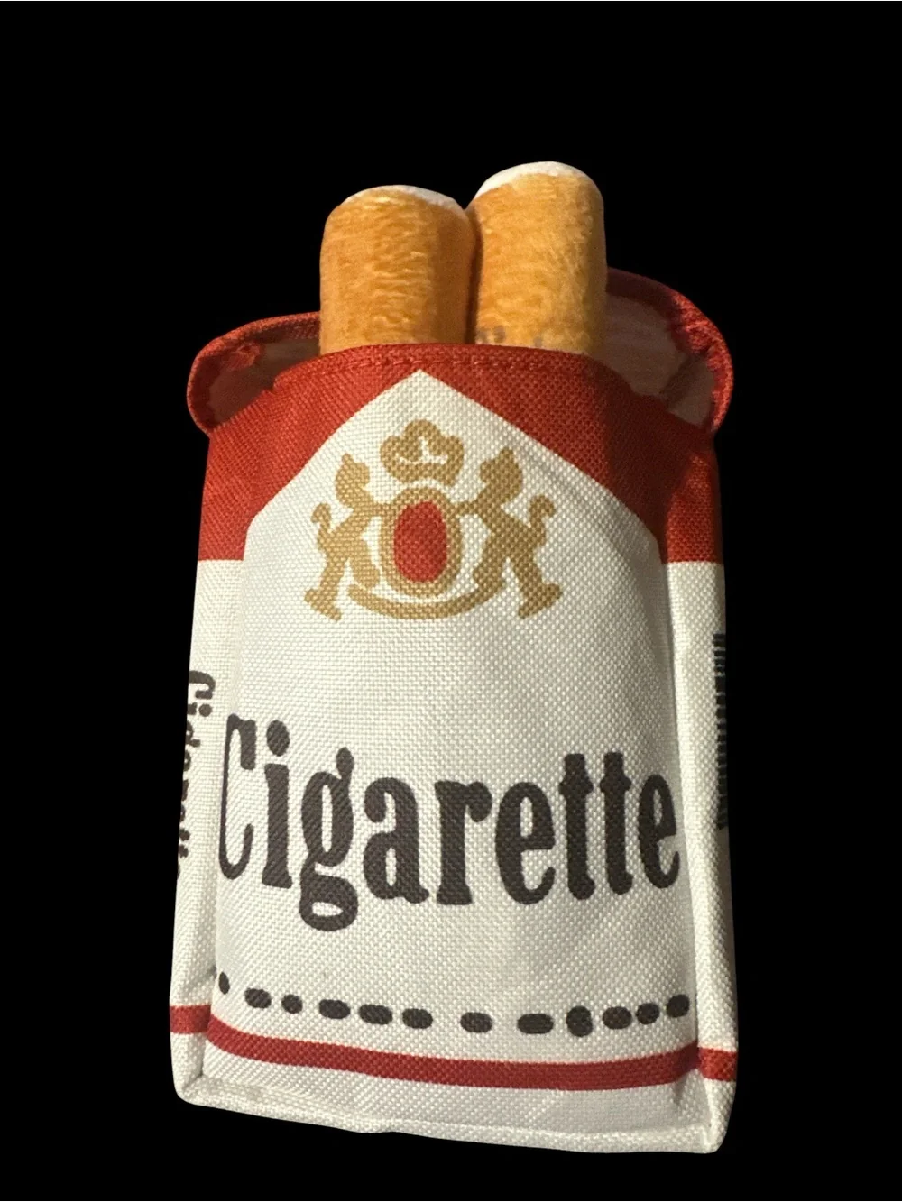 Plush Novelty Cigarette Pack Dog Toy - Red and White
